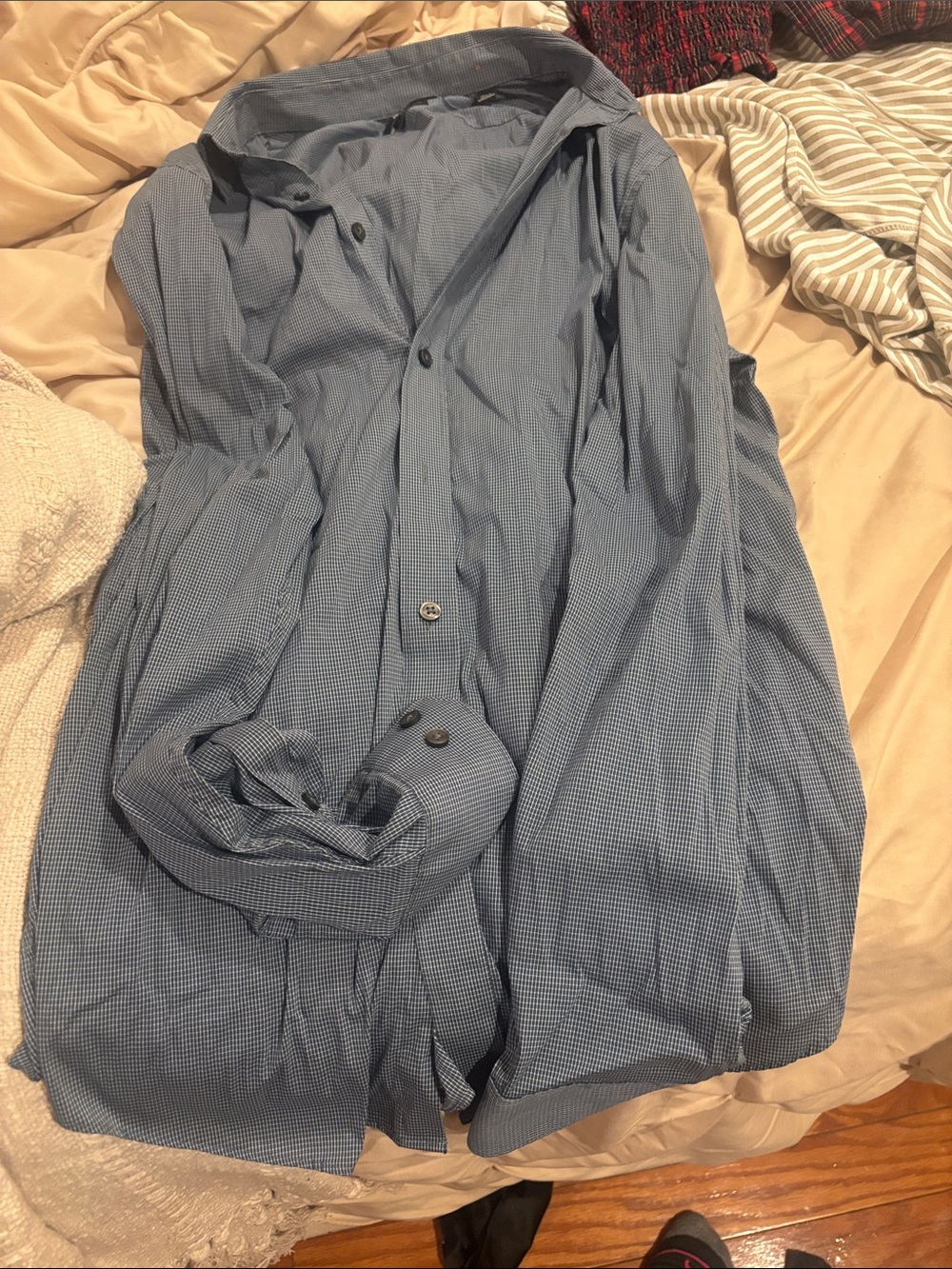 DKNY Blue Micro-Check Dress Shirt